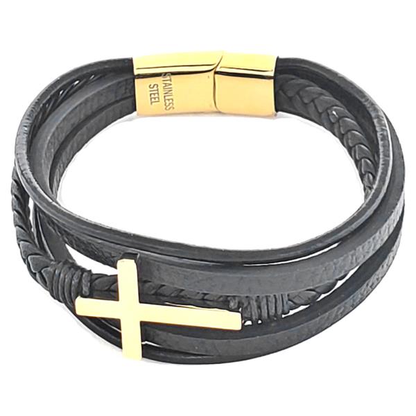 CROSS METAL LAYERED MAGNETIC BRACELET