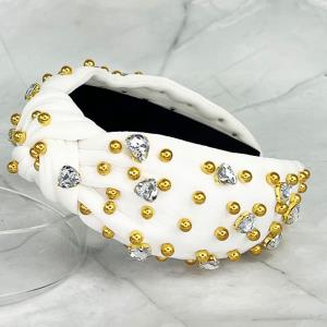 METAL BALL STONE STUDDED MID KNOT HEADBAND