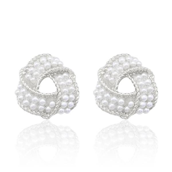 ROUND PEARL KNOT POST EARRING