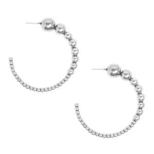 CCB BALL BEADED HOOP EARRING