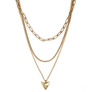 3 LAYERED METAL CHAIN ARROW PENDANT NECKLACE
