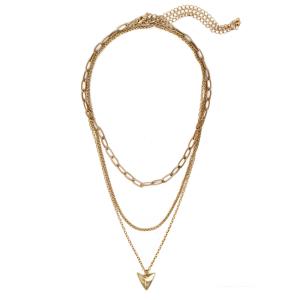 3 LAYERED METAL CHAIN ARROW PENDANT NECKLACE