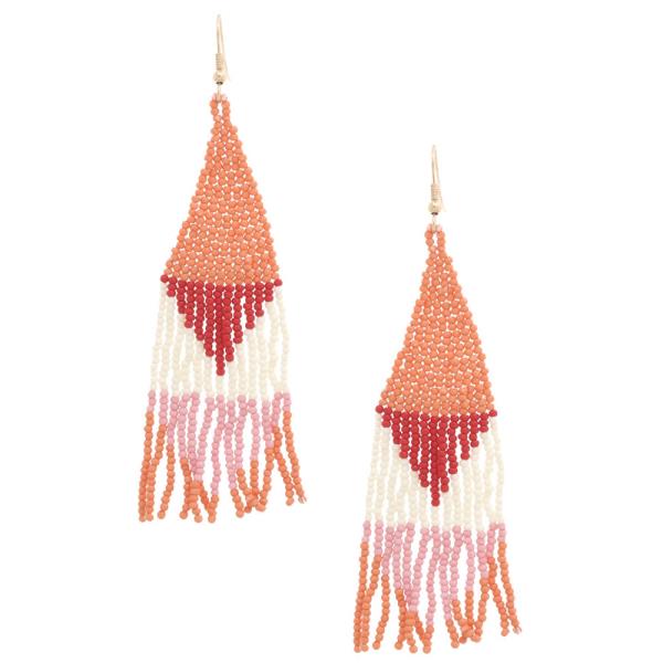 TRIANGLE SEED BEAD DANGLE EARRING