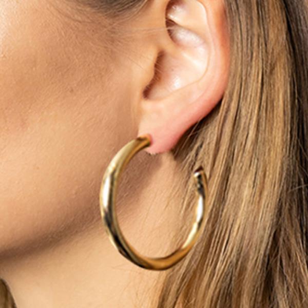 14K GOLD/WHITE GOLD DIPPPED POST HOOP