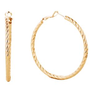14K GOLD/WHITE GOLD DIPPPED OMEGA CLOSURE TEXTURED HOOP