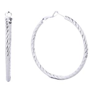 14K GOLD/WHITE GOLD DIPPPED OMEGA CLOSURE TEXTURED HOOP