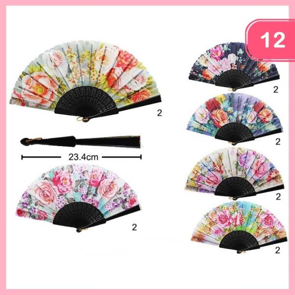 FLOWER PATTERN HAND FAN (12 UNITS)