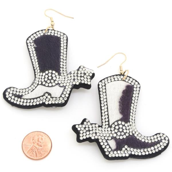 COW WESTERN STYLE BOOTS DANGLE EARRING