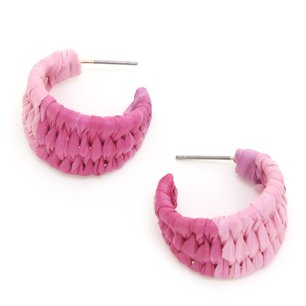RAFFIA BRIADED OPEN HOOP EARRING