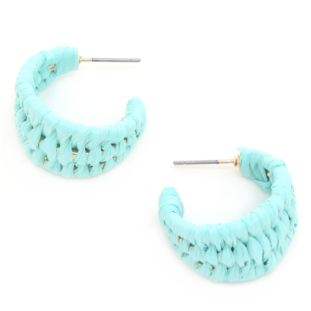 RAFFIA BRIADED OPEN HOOP EARRING