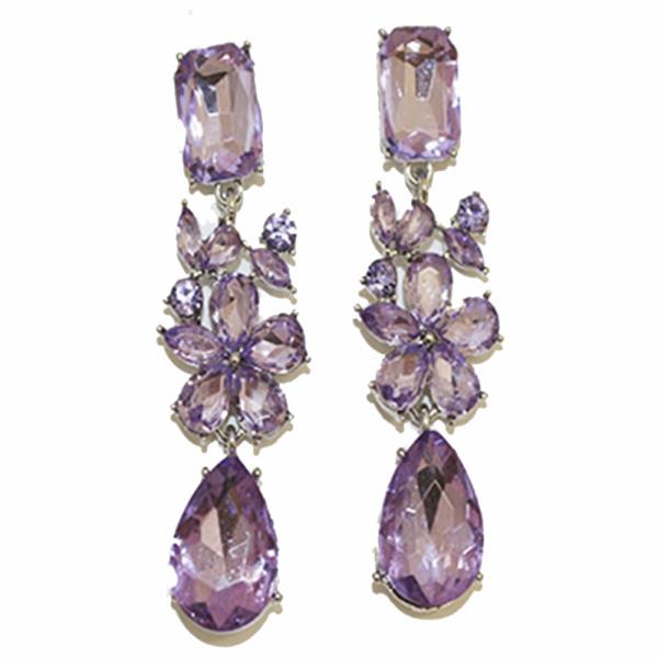 FLOWER TEARDROP RHINESTONE EARRING