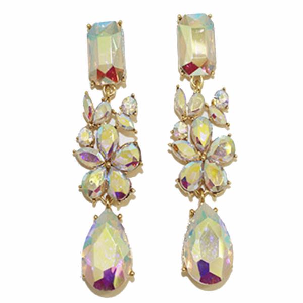 FLOWER TEARDROP RHINESTONE EARRING