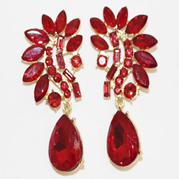 FLOWER TEARDROP RHINESTONE EARRING