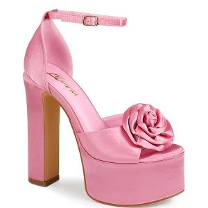 PEEP TOE PLATFORM HEEL W SATIN FLOWER 12 PAIRS