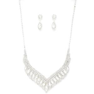 V SHAPE RHINESTONE NECKLACE