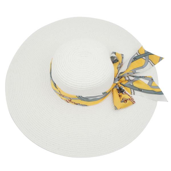 STRAW SUN HAT WITH SILKY RIBBON BAND