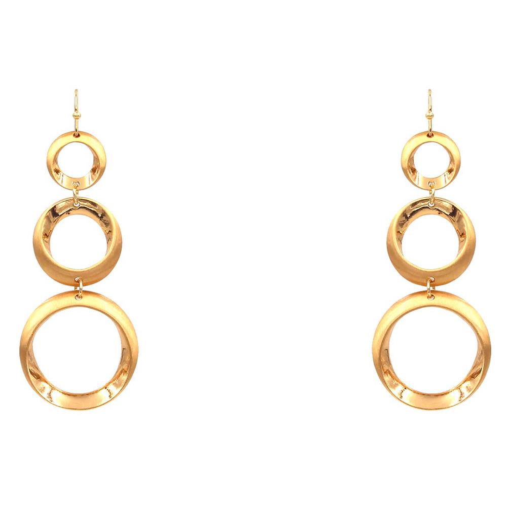 TRIPLE HOOP METAL DANGLE EARRING