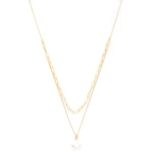 SODAJO PEARL BEAD OVAL LINK LAYERED NECKLACE