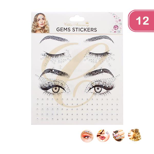 FASHION GEM FACE STICKER (12 UNITS)