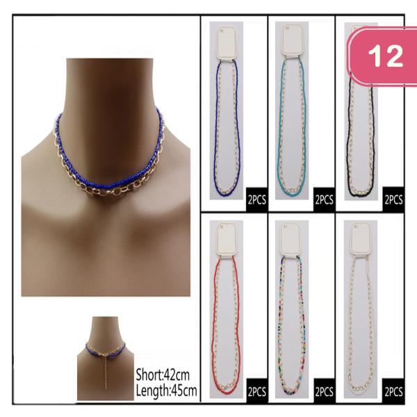 FASHION BEAD CHAIN NECKLACE (12UNITS)