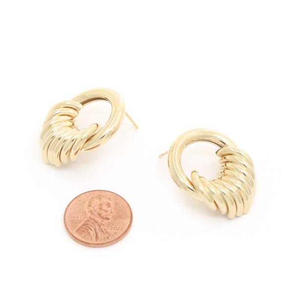 FASHION METAL MULTI PIPE ROUND STUD EARRING