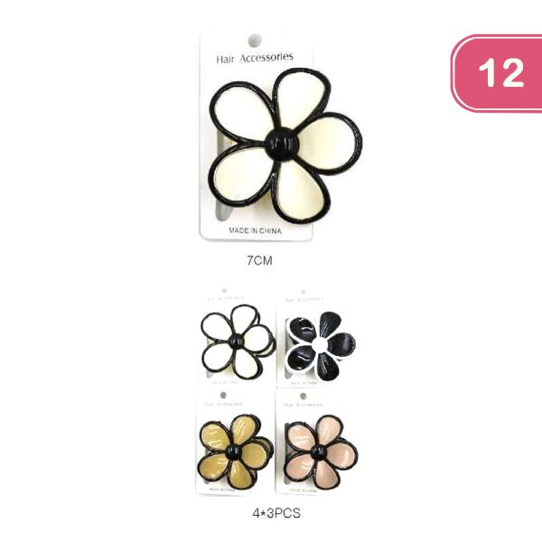 FASHION FLOWER JAW HAIR CLIP (12UNITS)