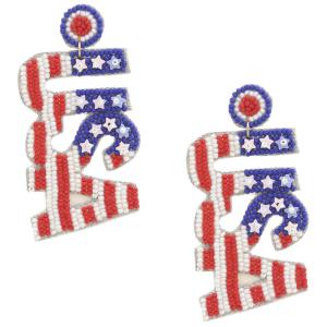 USA SEED BEAD DANGLE EARRING