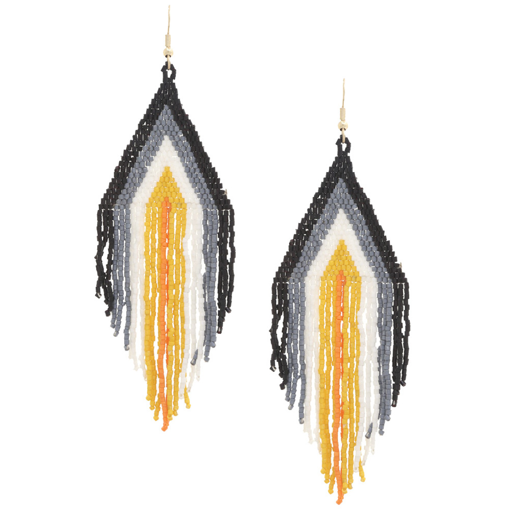 SEED BEAD FRINGE DANGLE EARRING