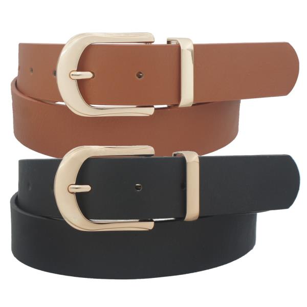 PLUS SIZE BASIC U BUCKLE METAL LOOP DUO BELT