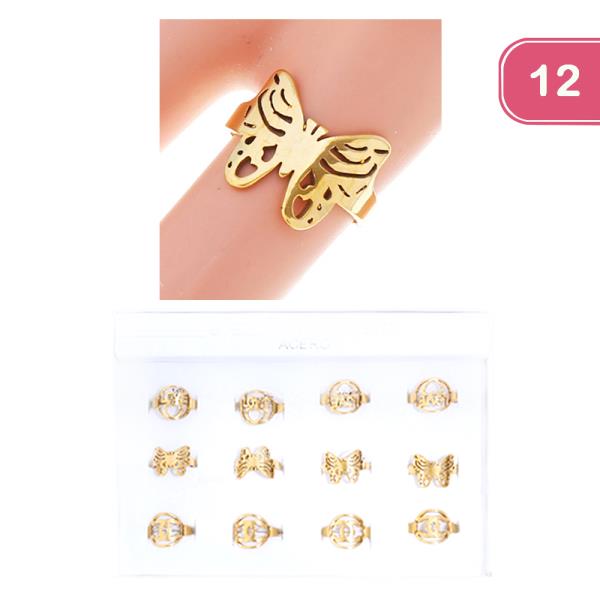 FASHION METAL BUTTERFLY RING (12UNITS)