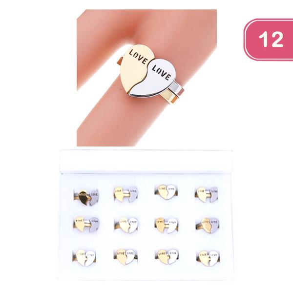 FASHION METAL LOVE HEARTBROKEN RING (12UNITS)