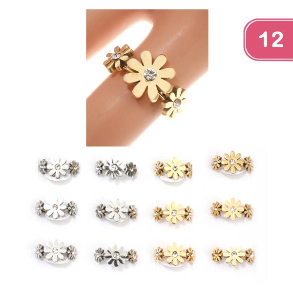 FASHION METAL FLOWER RING (12UNITS)