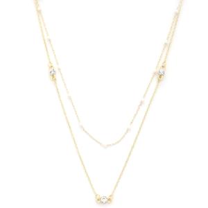 DOUBLE LAYER WITH PEARL CRYSTAL NECKLACE