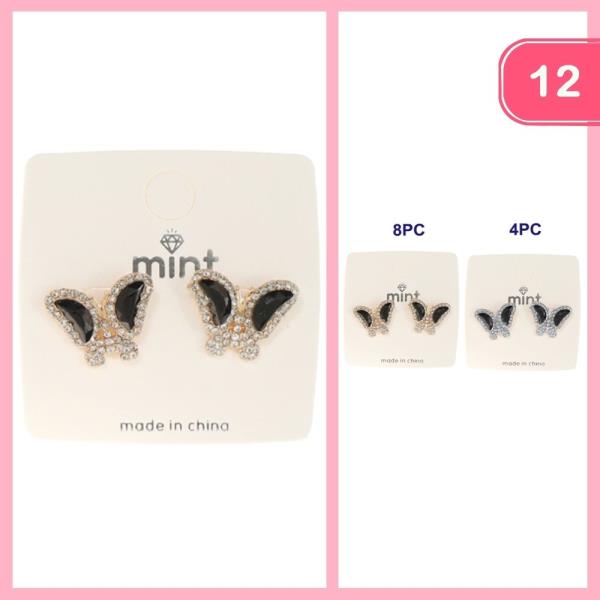 BUTTERFLY RHINESTONE STUD EARRING (12 UNITS)