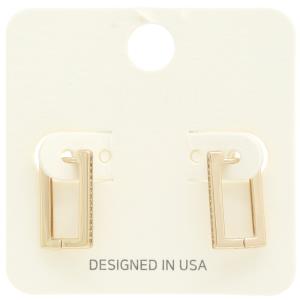 RHINESTONE EDGE RECTANGLE EARRING