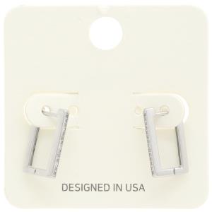 RHINESTONE EDGE RECTANGLE EARRING
