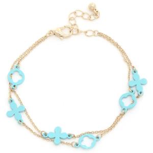 FLOWER CUT OUT MOROCCAN SHAPE LAYERED BRACELET