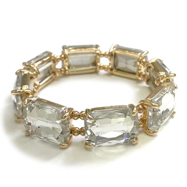 RECTANGLE CRYSTAL METAL BRACELET