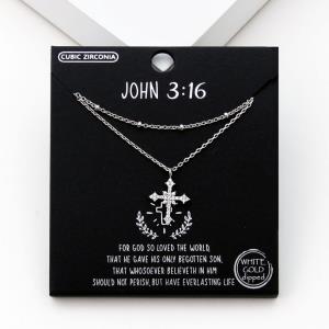 18K GOLD RHODIUM DIPPED JOHN 3 16 NECKLACE