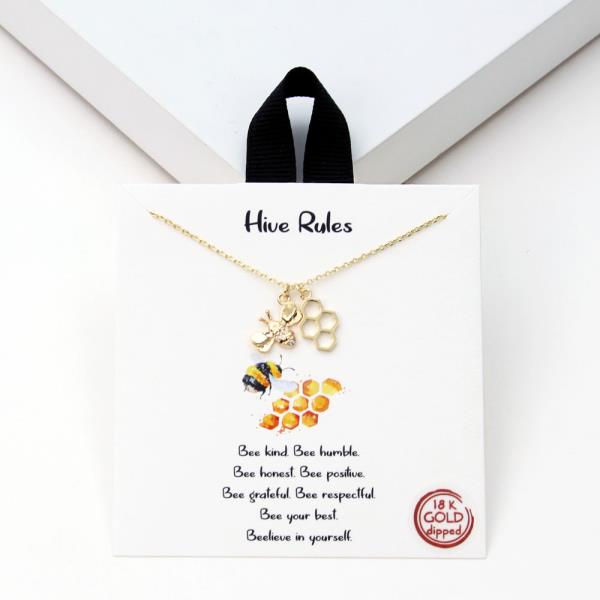18K GOLD RHODIUM DIPPED HIVE RULES NECKLACE