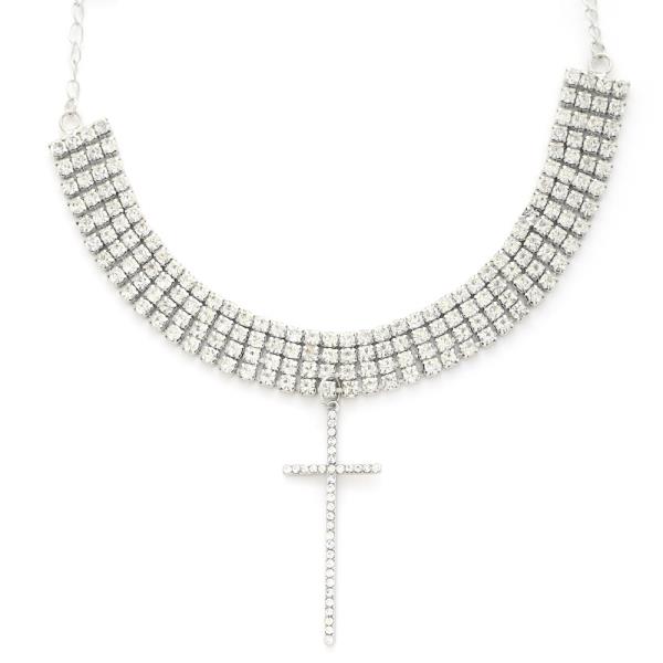 SODAJO CROSS CRYSTAL NECKLACE