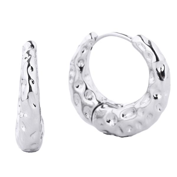 14K GOLD/WHITE GOLD DIPPED HUGGIE HOOP 2.11CM EARRING