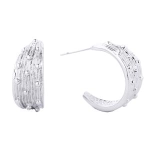 14K GOLD/WHITE GOLD DIPPED POST HOOP 2.11CM EARRING