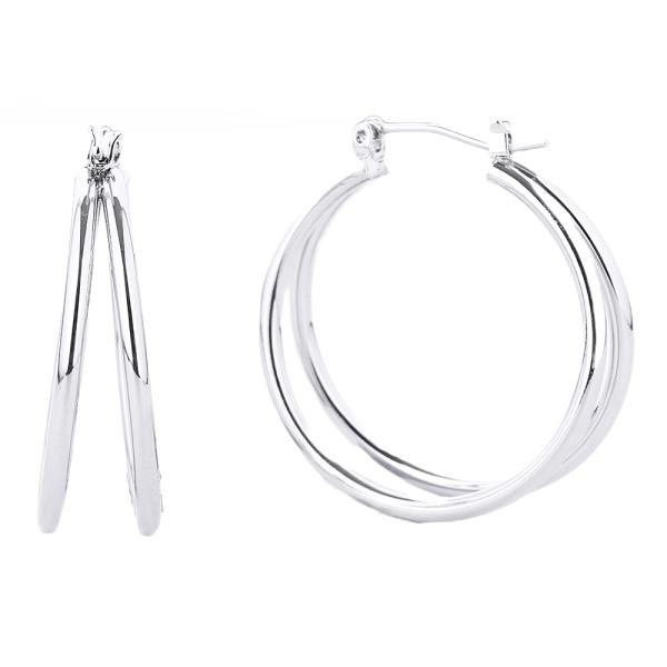 14K GOLD/WHITE GOLD DIPPED PIN CATCH HOOP 2.11CM EARRING