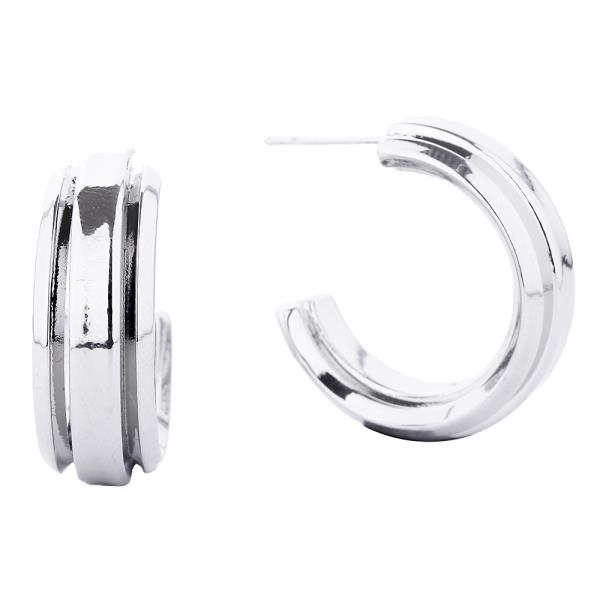 14K GOLD/WHITE GOLD DIPPED POST HOOP 2.11CM EARRING