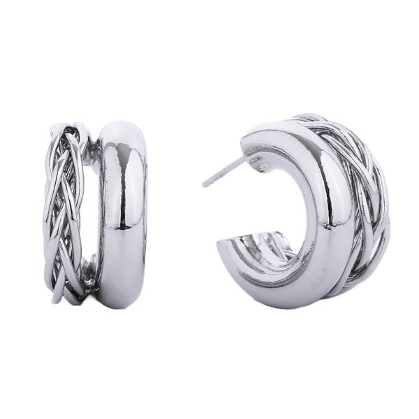 14K GOLD/WHITE GOLD DIPPED POST HOOP 19MM EARRING