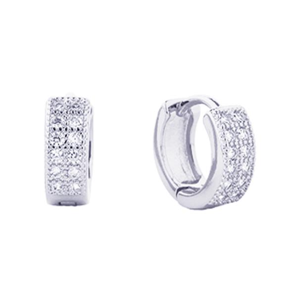 14K GOLD DIPPED HUGGIE HOOP CZ PAVED 14MM EARRING