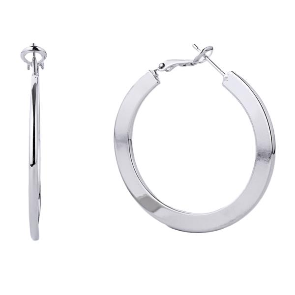 14K GOLD/WHITE GOLD DIPPED OMEGA CLOSURE HOOP 40MM EARRING