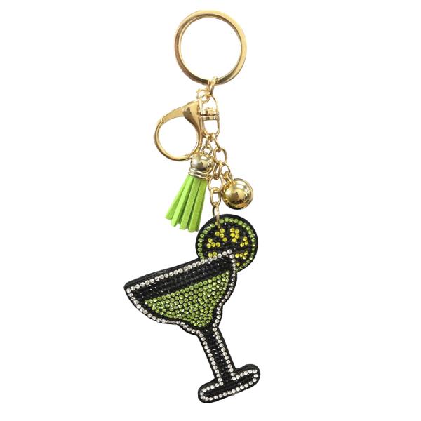 RHINESTONE COCKTAIL KEYCHAIN WITH TASSEL