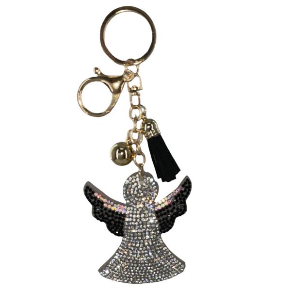 RHINESTONE ANGEL KEYCHAIN WITH TASSEL